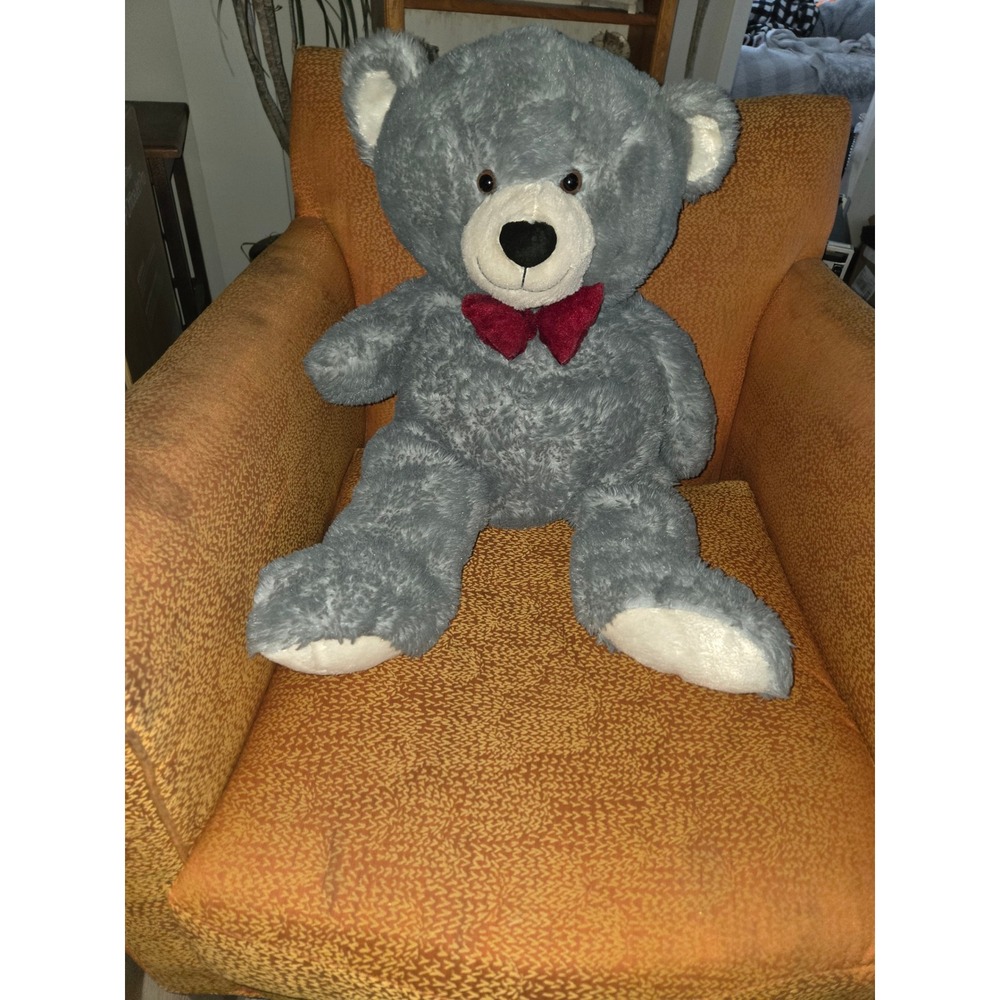 Dan Dee Collectors Choice Grey Teddy Bear Plush Red Bow Tie KV041487-A Large